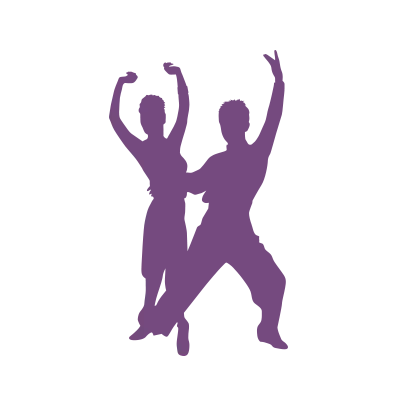 Eine violette, blockartige Fläche greift die Gestaltung für Cha Cha Cha Level 2 auf und passt zu den lateinamerikanischen Workshop-Inhalten.