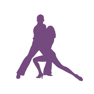 Ein violetter, kantig beschnittener Farbblock begleitet den Kurs Salsa 1 (New York) für Einsteiger im Latino-Workshop bei Tanzschule Overrath.